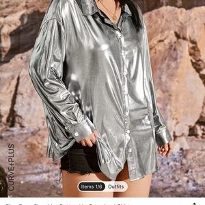 Metallic. Oversized button down.